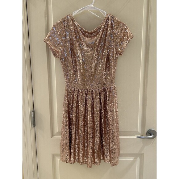 Windsor Rose Gold Sequin Dress Short Sleeve Small - Picture 1 of 7